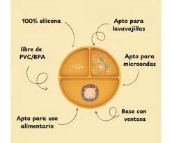 New Plato de Silicona con Compartimentos León Vajilla Infantil|Baby Led Weaning