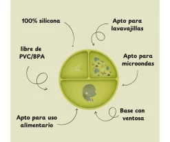 Best Plato de Silicona con Compartimentos Dinosaurio Baby Led Weaning|Vajilla Infantil