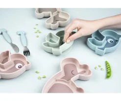 Hot Plato Silicona Stick&Stay Snack Birdee Blue Vajilla Infantil|Baby Led Weaning