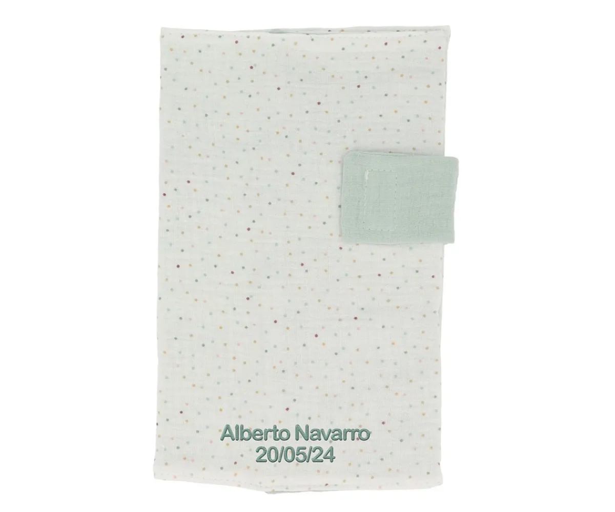 Portadocumentos Bebé^Cristina de Jos'h Portadocumentos Rainbow Dots Verde Personalizable