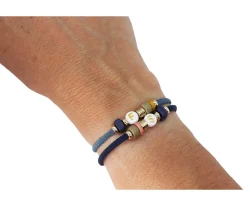 Pulseras Con Nombre^Emolo Pulsera Elástica 1 Inicial Azul Grisáceo