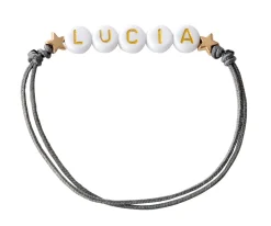 Discount Pulsera Estrellas Doradas Personalizada Gris Pulseras Con Nombre|Accesorios Para Bebé Y Niños