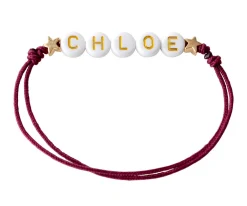 Pulsera Estrellas Doradas Personalizada Burdeos Niños Accesorios Para Bebé Y Niños|Pulseras Con Nombre