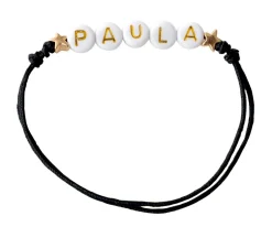 Pulseras Con Nombre^Emolo Pulsera Estrellas Doradas Personalizada Negro