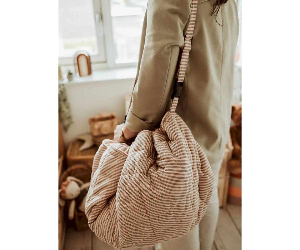 Clearance Saco Organic Noomad SOFT Reversible Stripes Brown Niños Juguetes Para Niños De Un Año|Juguetes Para Recién Nacidos