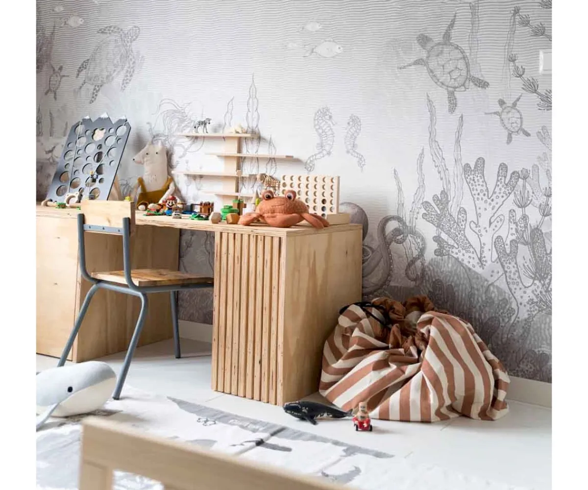 Clearance Saco Reversible Noomad Stripes Brown Organizadores|Alfombras Infantiles