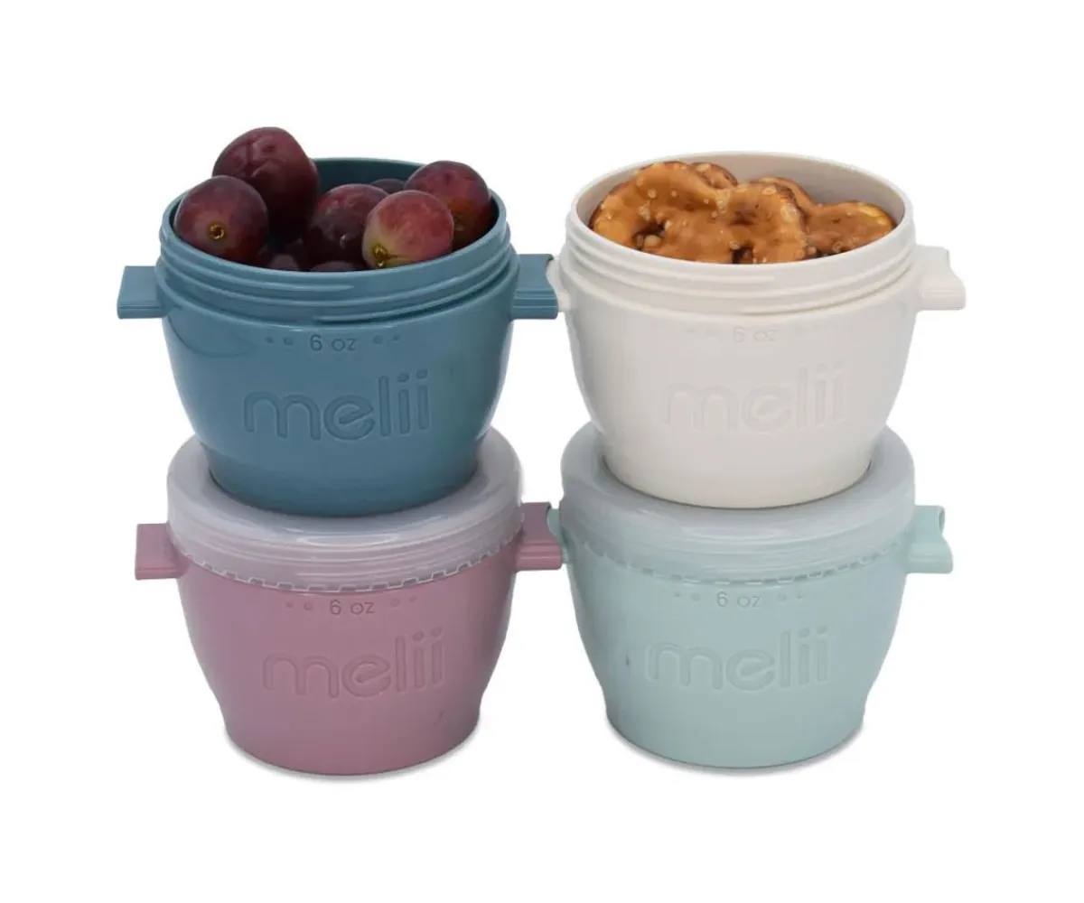 Set 4 Cubos Snack 177 ml Cajas De Almuerzo|Fiambreras Infantiles