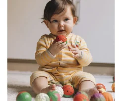 Clearance Set 3 Pelotas Sensoriales, Mordedor y Juguete de Baño Fruit Salad Niños Juguetes Para Niños De Un Año|Juguetes Para Recién Nacidos