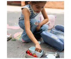 Fiambreras Infantiles^Miniware Set de Caja Bento y 2 Silipods de Silicona Acero Aqua