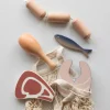 Set de Comestibles de Madera Pescado y Carne Niños Cocinitas De Juguete|Juguetes Para Niños De Un Año