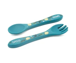 Hot Set de Cuchara y Tenedor de Silicona Elefante Vajilla Infantil|Comer Al Aire Libre