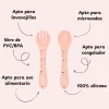 Hot Set de Cuchara y Tenedor de Silicona Pulpo Cubiertos Infantiles|Comer Al Aire Libre