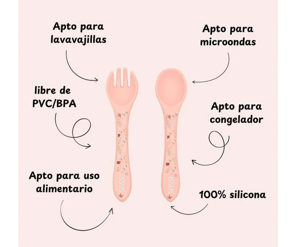 Hot Set de Cuchara y Tenedor de Silicona Pulpo Cubiertos Infantiles|Comer Al Aire Libre