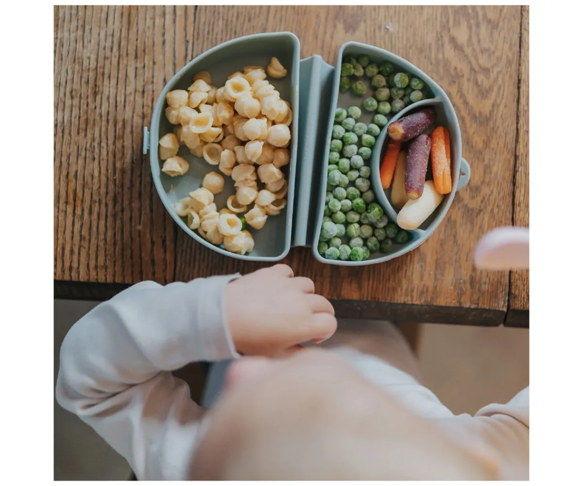 Vajilla Infantil^Miniware Set de Plato y Cuchara de Silicona Plegable Sage