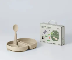 Vajilla Infantil^Miniware Set de Plato y Cuchara de Silicona Plegable Avena