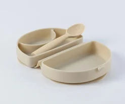 Vajilla Infantil^Miniware Set de Plato y Cuchara de Silicona Plegable Avena