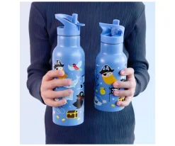 Botellas De Acero^A Little Lovely Company Set Tapa Pajita y Cepillo Pirates