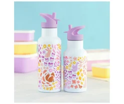 Botellas De Acero^A Little Lovely Company Set Tapa Pajita y Cepillo Flower Garden