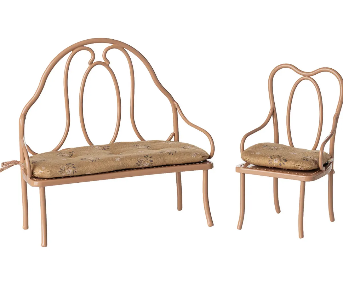 Casa De Muñecas De Madera^Maileg Silla Vintage Mini Dark Powder