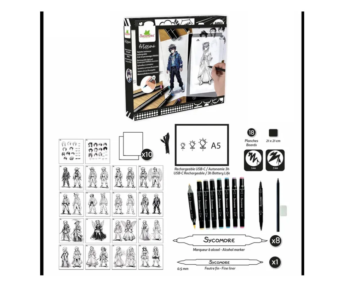 Manualidades Para Niños^Sycomore Tableta de Luz A5 Creación de Personajes Manga