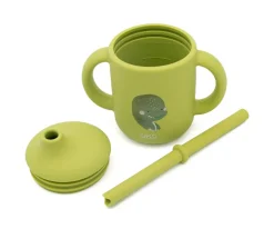 Taza de Silicona con Pajita Dinosaurio 120ml Vajilla Infantil|Vasos Para Bebés Y Niños