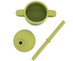 Taza de Silicona con Pajita Dinosaurio 120ml Vajilla Infantil|Vasos Para Bebés Y Niños