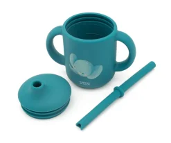 New Taza de Silicona con Pajita Elefante 120ml Vajilla Infantil|Vasos Para Bebés Y Niños