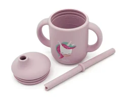 Outlet Taza de Silicona con Pajita Unicornio 120ml Niños Vasos Para Bebés Y Niños|Vajilla Infantil
