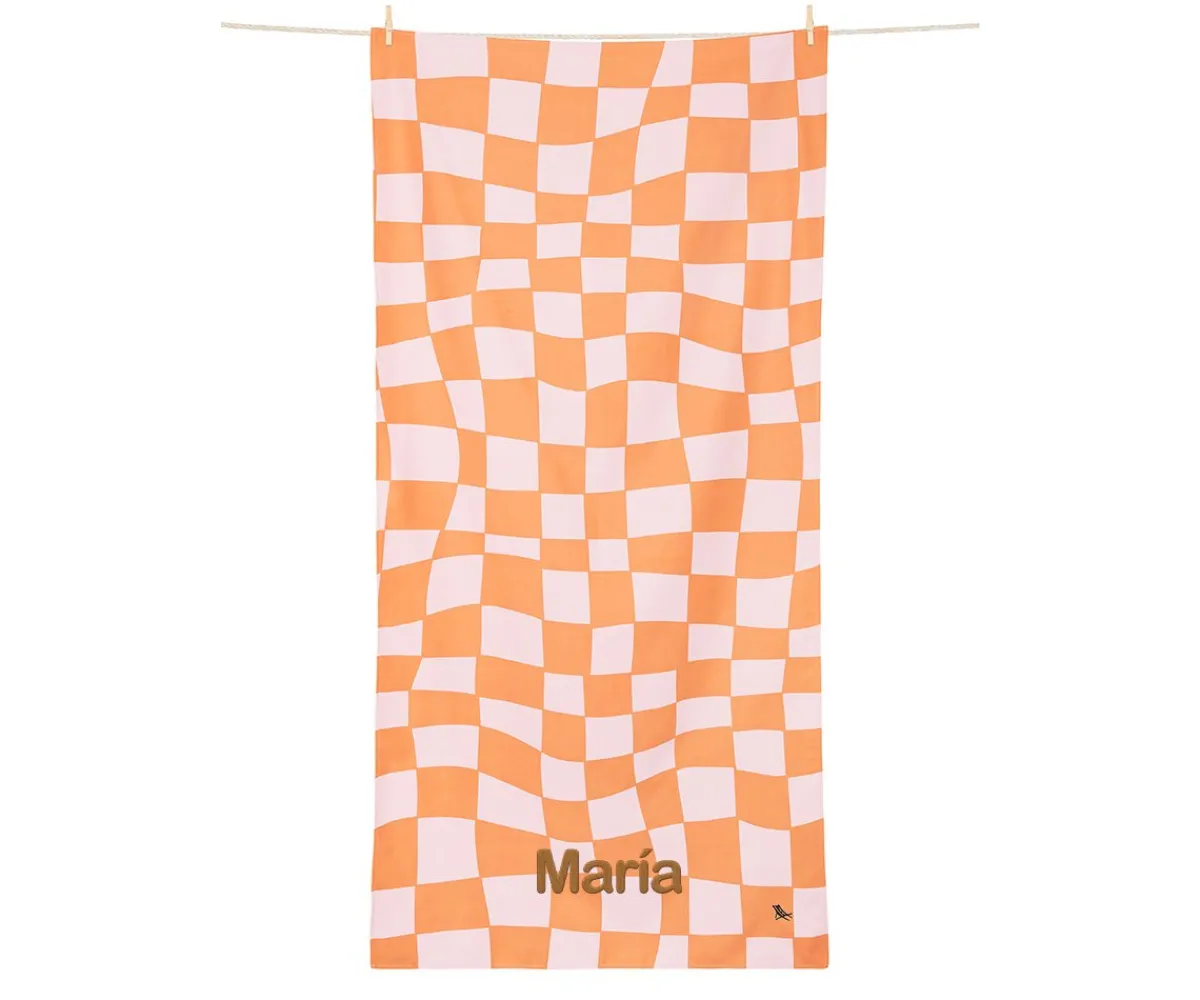 Hot Toalla Playa Extra Large Microfibra Summer Check Naranja Personalizable Niños Toallas|Regalos Para Madres