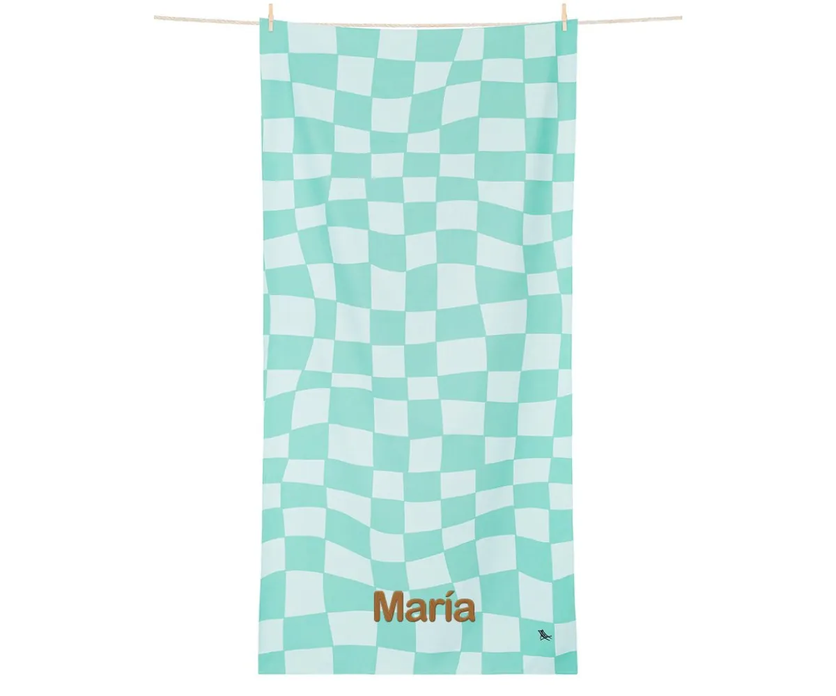 Sale Toalla Playa Large Microfibra Summer Check Verde Personalizable Regalos Para Madres|Toallas
