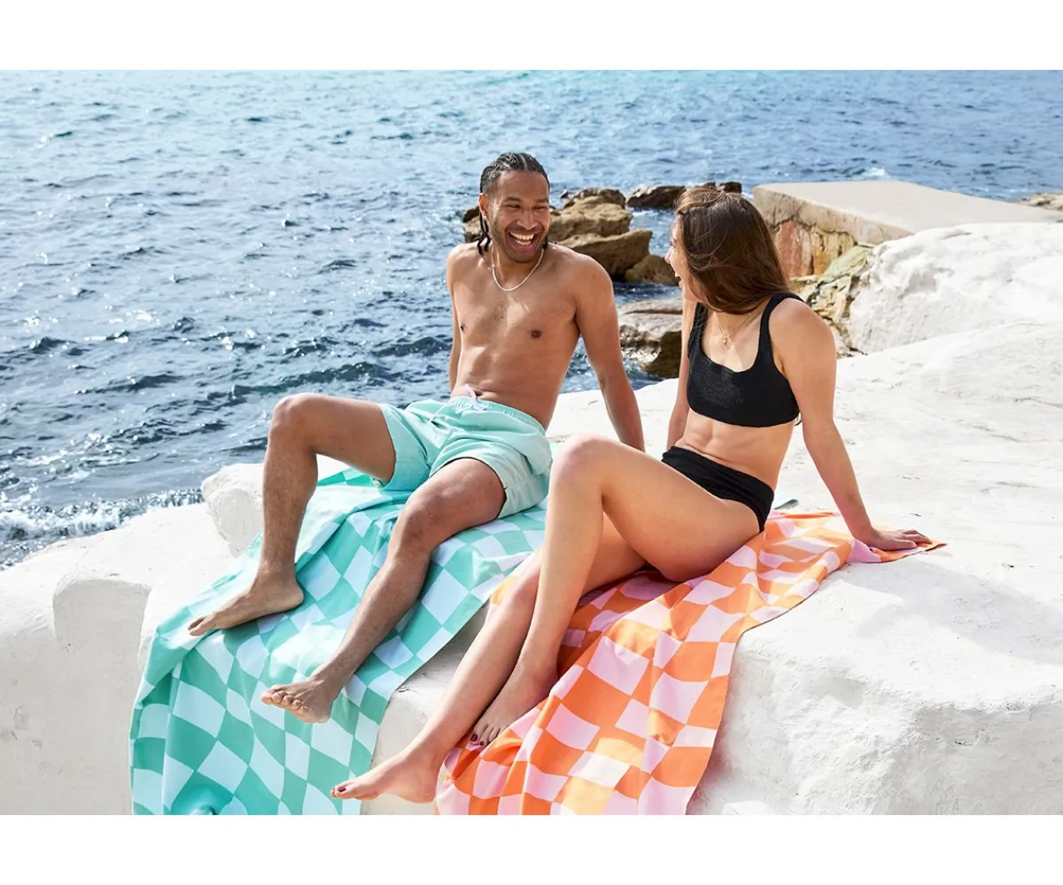 Sale Toalla Playa Large Microfibra Summer Check Verde Personalizable Regalos Para Madres|Toallas