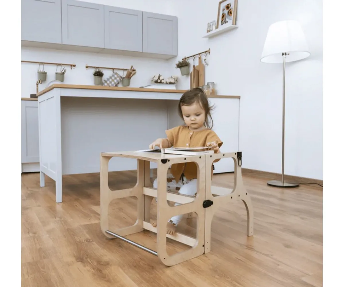 New Torre Aprendizaje Montessori Mesa y Silla Silver / Mocha Mouse Niños Juguetes Montessori|Mobiliario Infantil