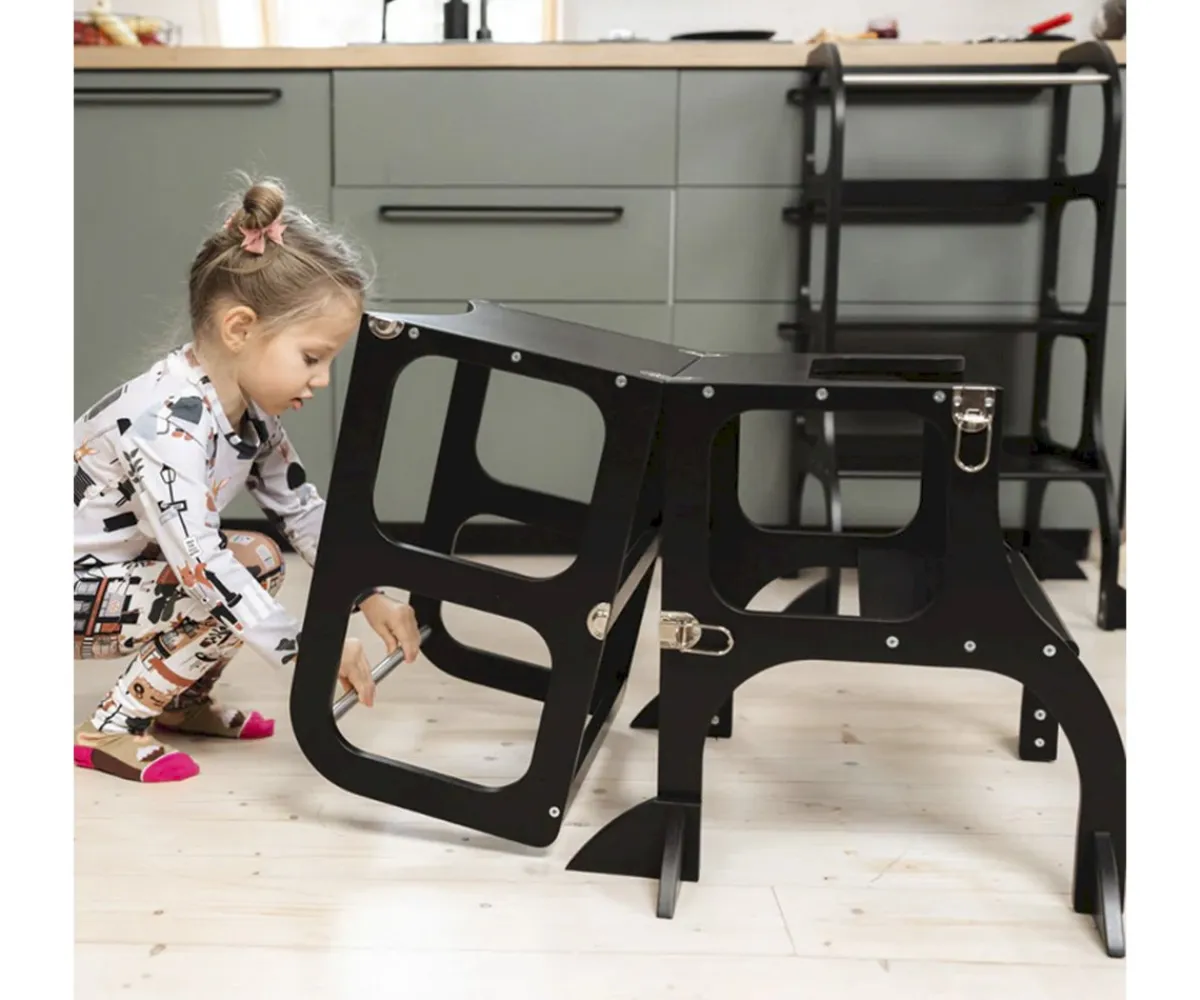 New Torre Aprendizaje Montessori Mesa y Silla Silver / Mocha Mouse Niños Juguetes Montessori|Mobiliario Infantil