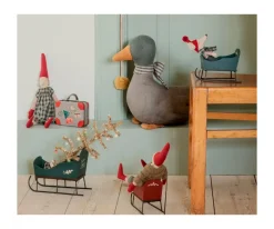 Outlet Trineo Ratón Rojo Adornos Y Decoración Navidad|Casa De Muñecas De Madera