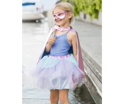 Disfraces Para Niños^Great Pretenders Tutú, Capa y Máscara Super-Duper Metallic Pink/Light Blue 4-6 años