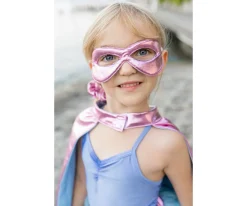 Disfraces Para Niños^Great Pretenders Tutú, Capa y Máscara Super-Duper Metallic Pink/Light Blue 4-6 años