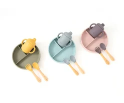 Hot Vajilla 5 Piezas Silicona Pink Vajilla Infantil|Baby Led Weaning