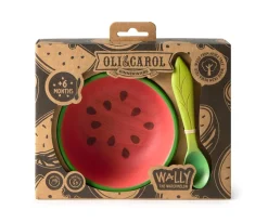 New Vajilla Infantil Bol y Cuchara de Madera Wally The Watermelon Niños Regalos Para Niños|Baby Led Weaning