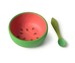 New Vajilla Infantil Bol y Cuchara de Madera Wally The Watermelon Niños Regalos Para Niños|Baby Led Weaning