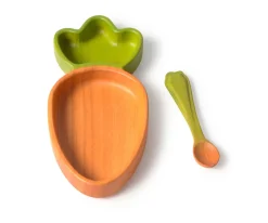 Best Vajilla Infantil Plato y Cuchara de Madera Cathy The Carrot Niños Regalos Para Niños|Baby Led Weaning