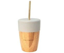 Vasos Para Bebés Y Niños^Ecorascals Vaso Bambú Gris con Pajita