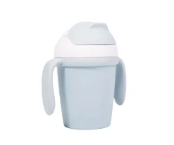 Vasos Para Bebés Y Niños^Bo Jungle Vaso con Pajita y Asas Biodegradable Azul Claro