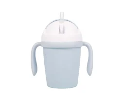 Vasos Para Bebés Y Niños^Bo Jungle Vaso con Pajita y Asas Biodegradable Azul Claro