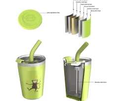 Sale Vaso Termo Hermético con Pajita TEMP Tumbler Mono Lime Comer Al Aire Libre|Vasos Para Bebés Y Niños