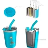 Outlet Vaso Termo Hermético con Pajita TEMP Tumbler Jirafa Turquoise Comer Al Aire Libre|Vasos Para Bebés Y Niños