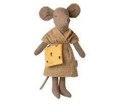 Accesorios Para Muñecas^Maileg Vestido y Bolsa Mamá Ratón Amarillo